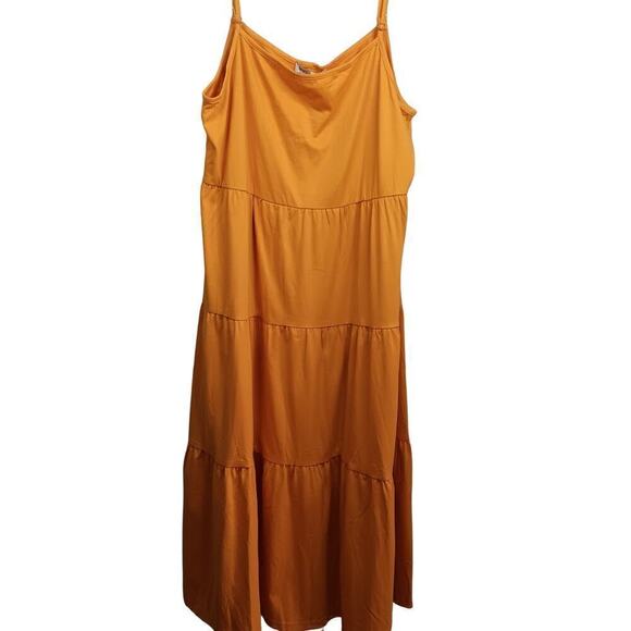 NWT Grace Karin Midi Goldenrod Adjustable Strap Tiered Sundress Size XL - Picture 1 of 8